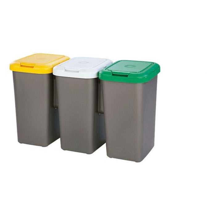 Cubo de Basura para Reciclaje Tontarelli Plástico Gris (77 X 32 x 47,5 cm)