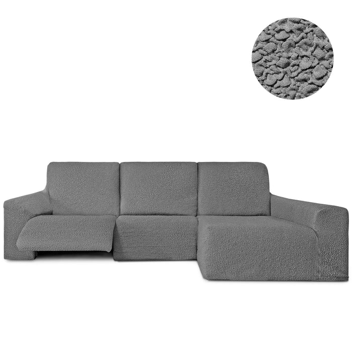 Funda Sofá para Chaise Longue Derecha Brazo Largo Relax Reclinable Bielástica Roc Gris Claro sin fondo - Eiffel Textile