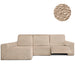 Funda Sofá para Chaise Longue Izquierda Brazo Largo Relax Reclinable Bielástica Roc Beige sin fondo - Eiffel Textile