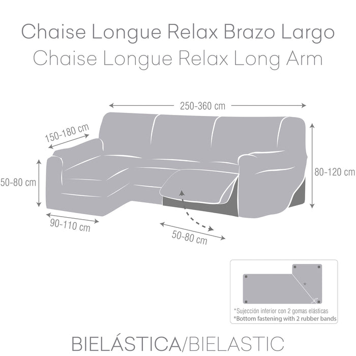 Funda Sofá para Chaise Longue Izquierda Brazo Largo Relax Reclinable Bielástica Roc medidas - Eiffel Textile