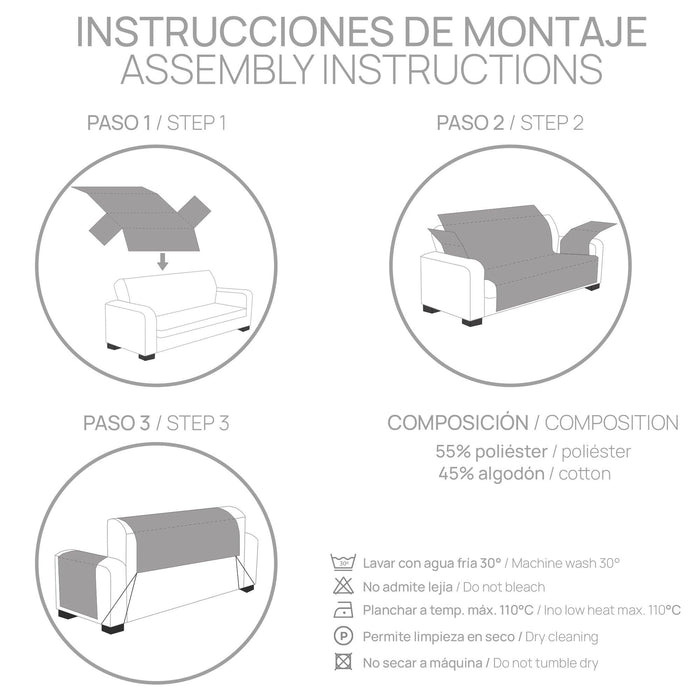 Protector Cubre Sofá Chaise Longue Modelo Brisa instrucciones de montaje - Eiffel Textile