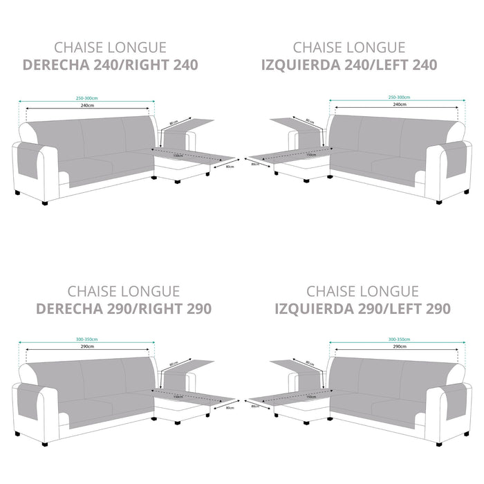 Protector Cubre Sofá Chaise Longue Impermeable Antimanchas Terciopelo Turin medidas - Eiffel Textile