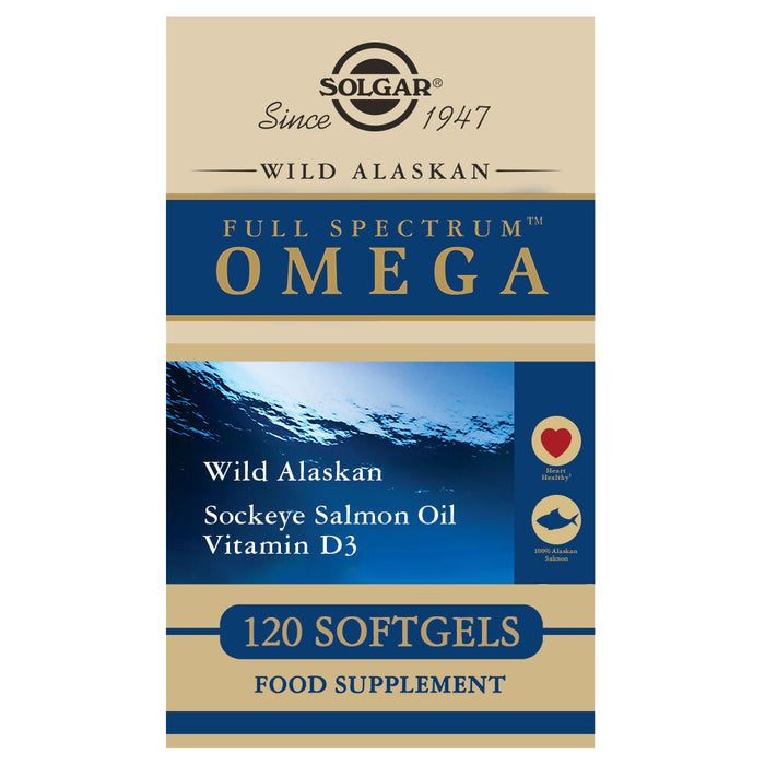 Full Spectrum Omega-Aceite de Salmón Salvaje de Alaska Solgar E1110 (120 Cápsulas)