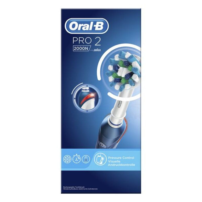 Cepillo de Dientes Eléctrico Oral-B Pro 2 2000N CrossAction Waterproof Azul Batería recargable