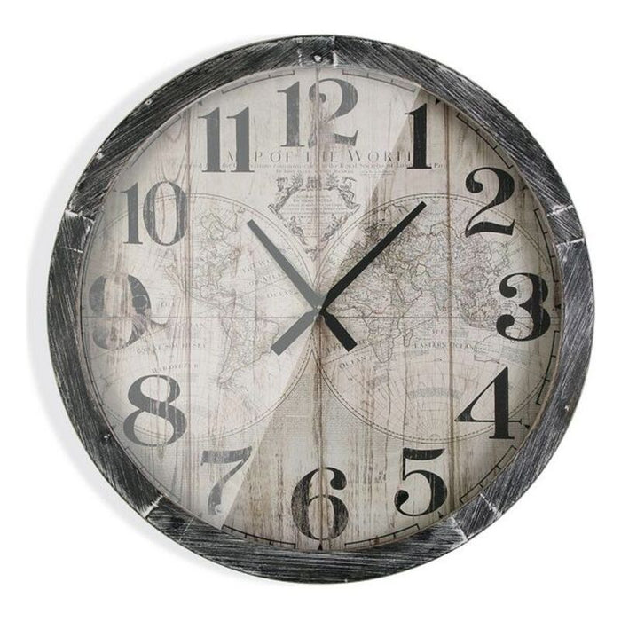 Reloj de Pared Versa Map World Madera MDF (6,5 x 76,5 x 76,5 cm)