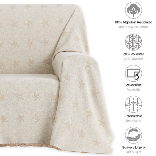 Manta retráctil gigante para sofá, colcha grande de algodón crudo, color  neutro, diseño liso